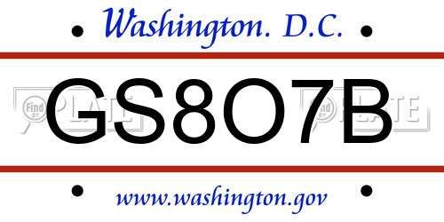 GS8O7B District Of Columbia License Plate