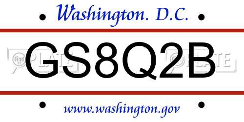 GS8Q2B District Of Columbia License Plate