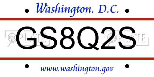 GS8Q2S District Of Columbia License Plate