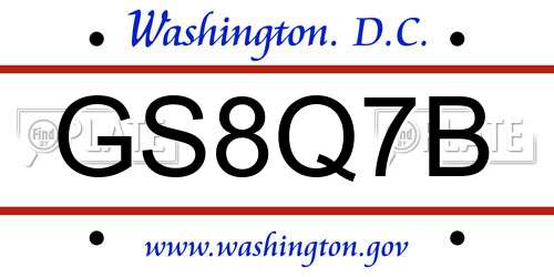 GS8Q7B District Of Columbia License Plate