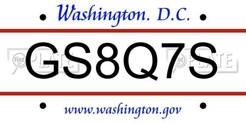 GS8Q7S District Of Columbia License Plate