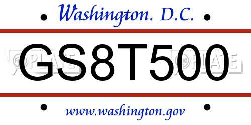 GS8T500 District Of Columbia License Plate
