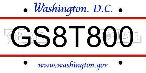 GS8T800 District Of Columbia License Plate