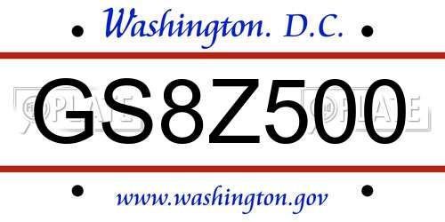 GS8Z500 District Of Columbia License Plate