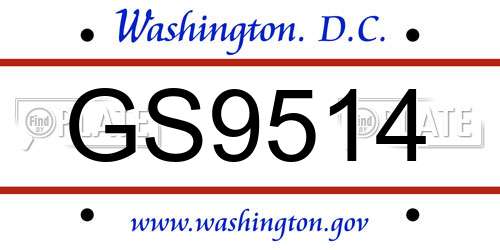 GS9514 District Of Columbia License Plate