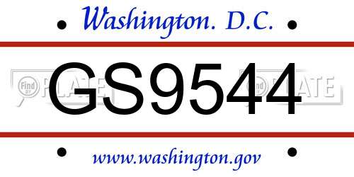 GS9544 District Of Columbia License Plate