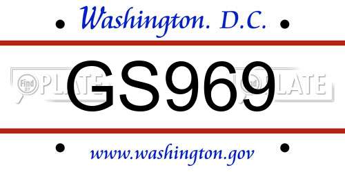 GS969 District Of Columbia License Plate