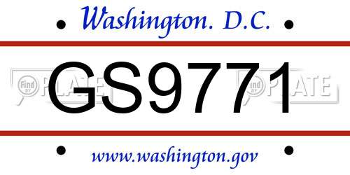 GS9771 District Of Columbia License Plate