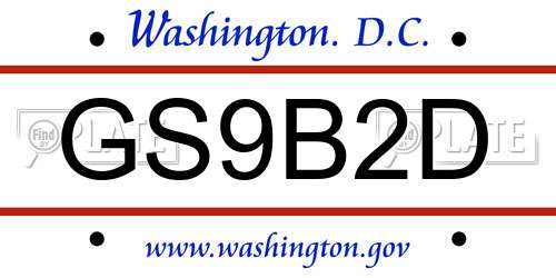 GS9B2D District Of Columbia License Plate