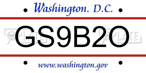 GS9B2O District Of Columbia License Plate