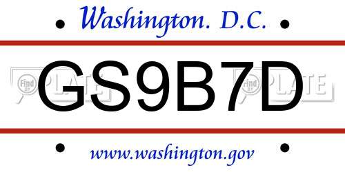 GS9B7D District Of Columbia License Plate