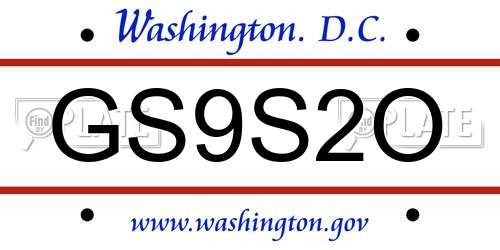 GS9S2O District Of Columbia License Plate