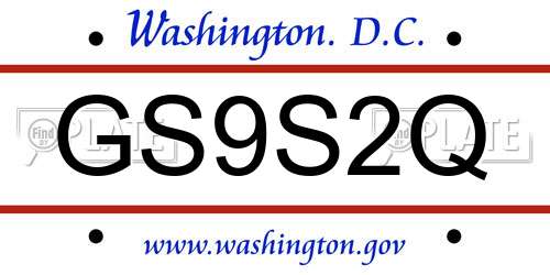 GS9S2Q District Of Columbia License Plate