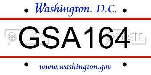 GSA164 District Of Columbia License Plate