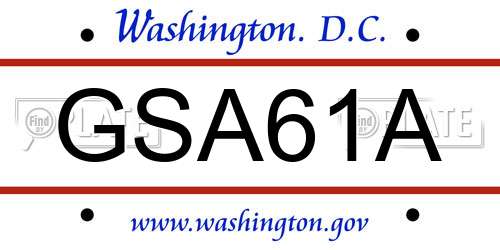 GSA61A District Of Columbia License Plate