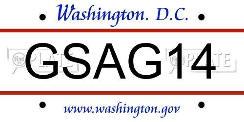 GSAG14 District Of Columbia License Plate