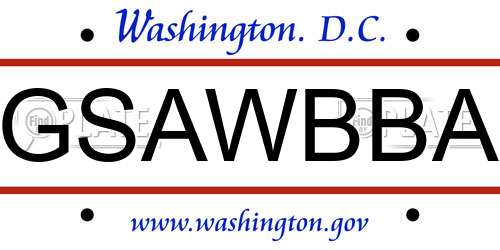 GSAWBBA District Of Columbia License Plate