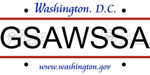 GSAWSSA District Of Columbia License Plate