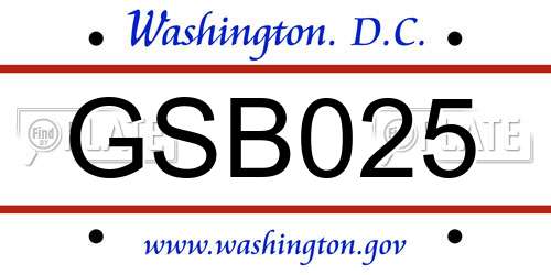 GSB025 District Of Columbia License Plate