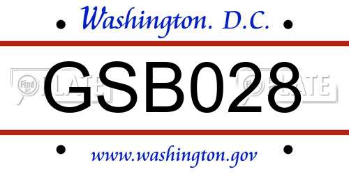 GSB028 District Of Columbia License Plate