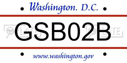 GSB02B District Of Columbia License Plate