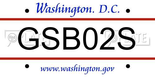 GSB02S District Of Columbia License Plate