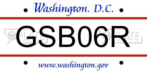 GSB06R District Of Columbia License Plate