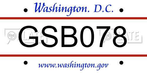 GSB078 District Of Columbia License Plate