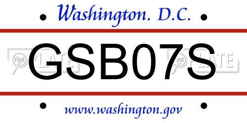 GSB07S District Of Columbia License Plate
