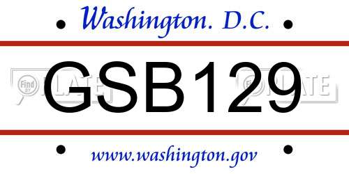 GSB129 District Of Columbia License Plate