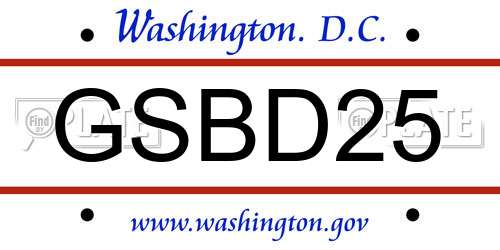 GSBD25 District Of Columbia License Plate
