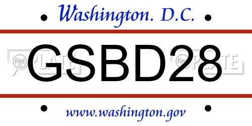 GSBD28 District Of Columbia License Plate