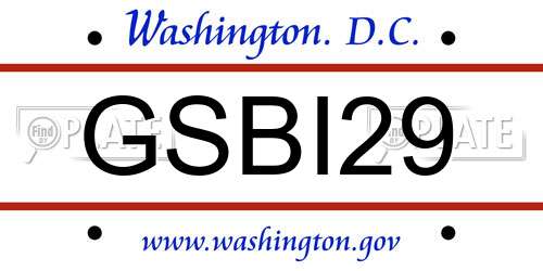 GSBI29 District Of Columbia License Plate