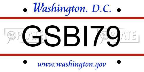 GSBI79 District Of Columbia License Plate