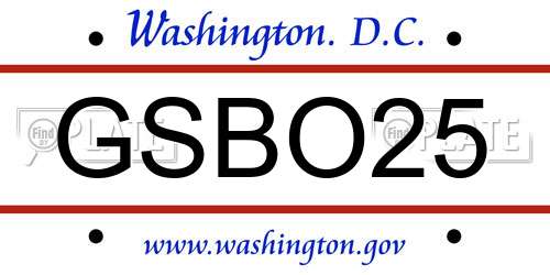 GSBO25 District Of Columbia License Plate
