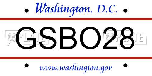 GSBO28 District Of Columbia License Plate