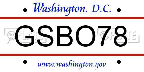 GSBO78 District Of Columbia License Plate