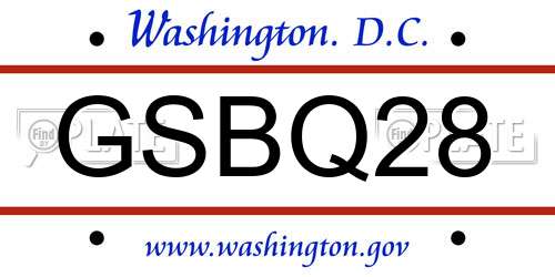 GSBQ28 District Of Columbia License Plate