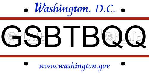 GSBTBQQ District Of Columbia License Plate