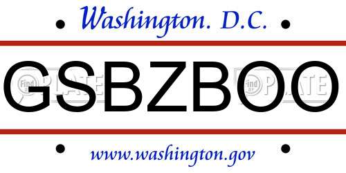 GSBZBOO District Of Columbia License Plate