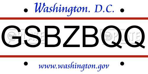 GSBZBQQ District Of Columbia License Plate