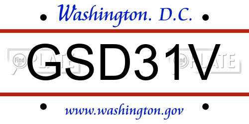 GSD31V District Of Columbia License Plate