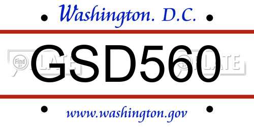 GSD560 District Of Columbia License Plate