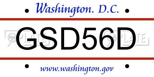 GSD56D District Of Columbia License Plate