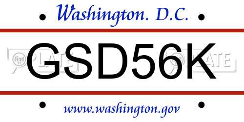 GSD56K District Of Columbia License Plate