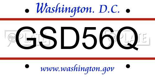 GSD56Q District Of Columbia License Plate