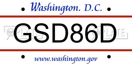 GSD86D District Of Columbia License Plate