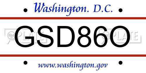 GSD86O District Of Columbia License Plate