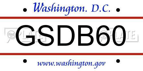 GSDB60 District Of Columbia License Plate