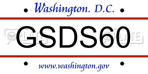 GSDS60 District Of Columbia License Plate